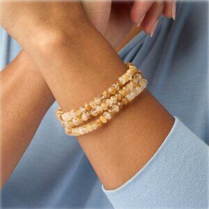 [NWT] Jay King Yellow Quartz Bead 3-Strand Stretch Bracelet